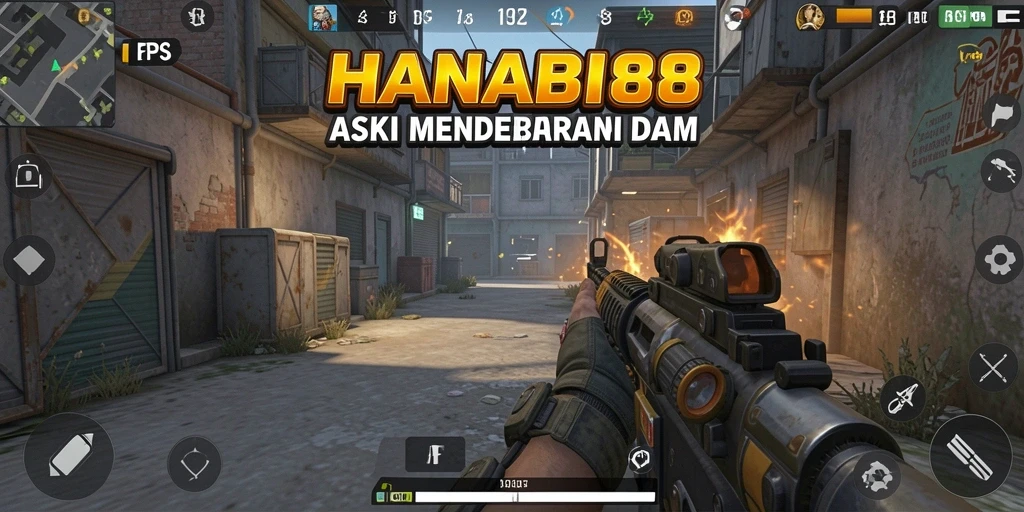 Tampilan gameplay mendebarkan dari <strong>HANABI88</strong> dengan aksi tembak-tembakan yang intens.