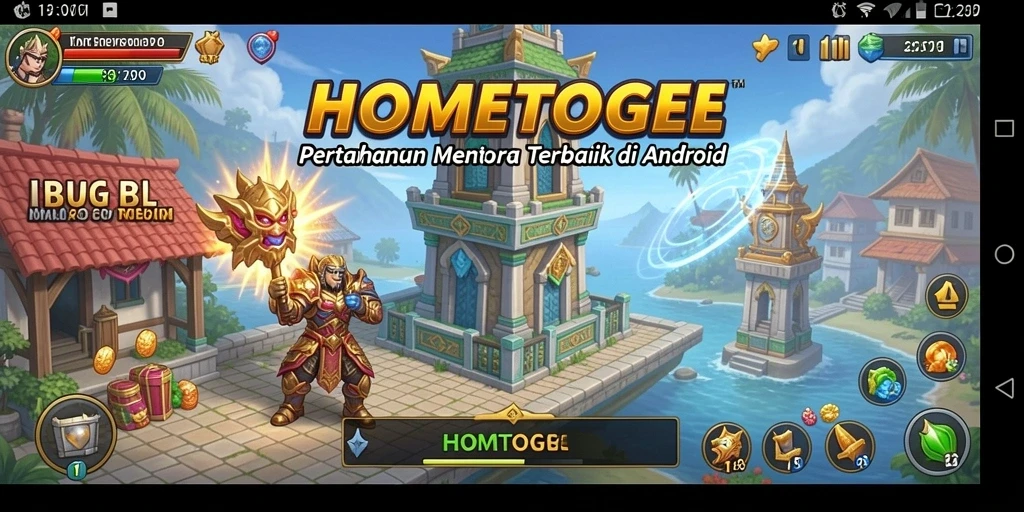 Gameplay HOMETOGEL menampilkan strategi menara yang intens dan seru.