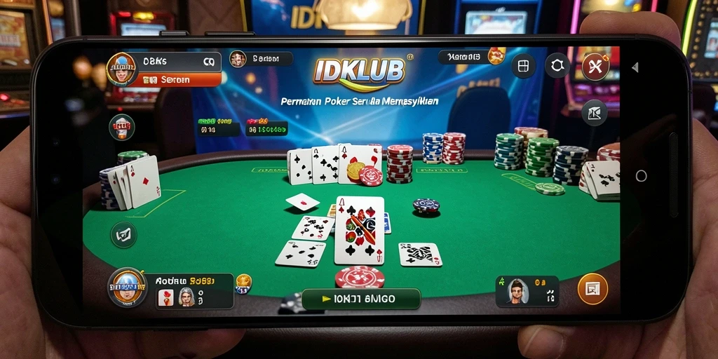 Tampilan gameplay poker yang seru dan mendebarkan di IDKLUB.