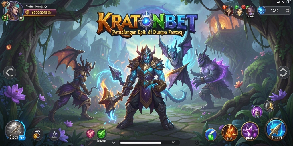 Tangkapan layar gameplay KRATONBET menunjukkan aksi seru dalam pertempuran RPG.
