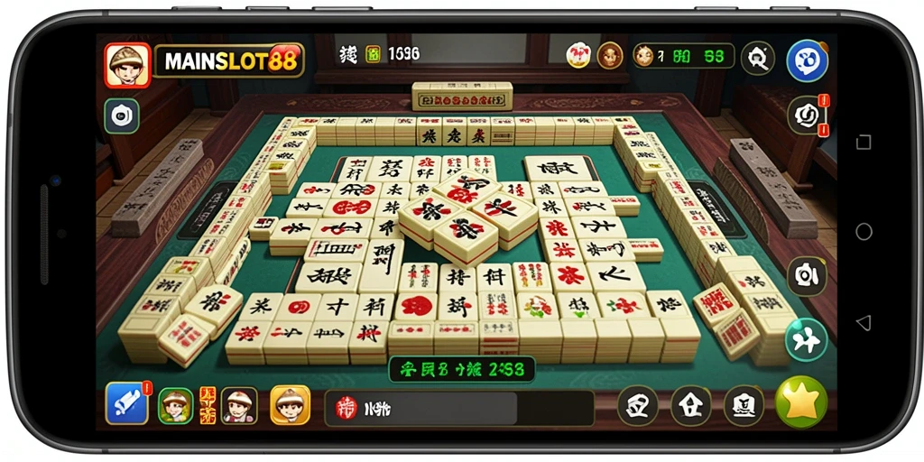Tampilan gameplay seru di MAINSLOT88 dengan suasana Mahjong yang menawan.